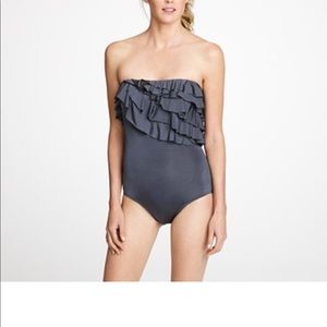 Jcrew Lomellina Flutter Bandeau Swimsuit size 6 black